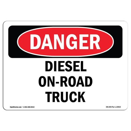 SIGNMISSION Safety Sign, OSHA Danger, 18" Height, 24" Width, Diesel On-Road Truck, Landscape OS-DS-D-1824-L-2063
